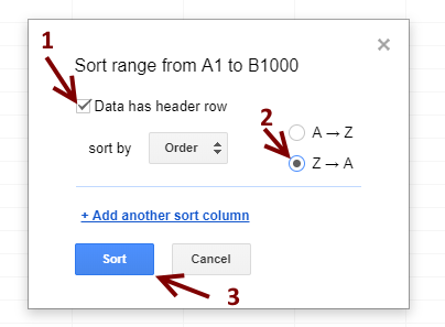 Sort Range Selections: Google Sheets