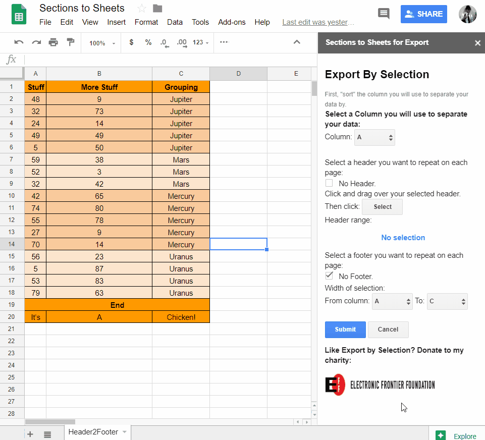 Select Column to Separate By