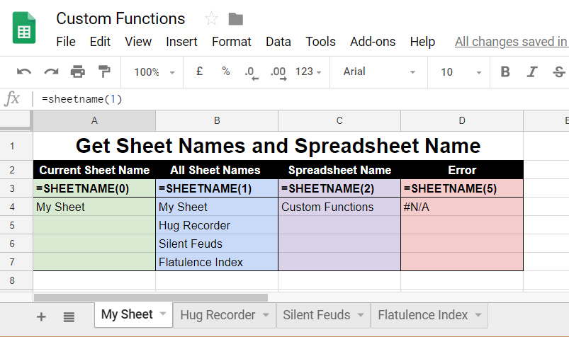 Google Apps Script – How to Get the Sheet Name and Spreadsheet Name and add to a Cell on Google Sheets with a Custom Function (Updated Feb 2022)