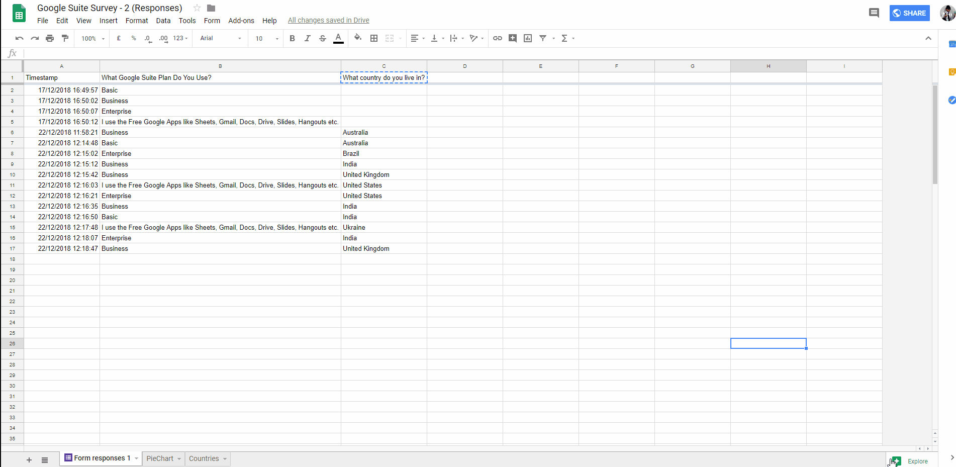 Creating a Geo Chart in Google Sheets