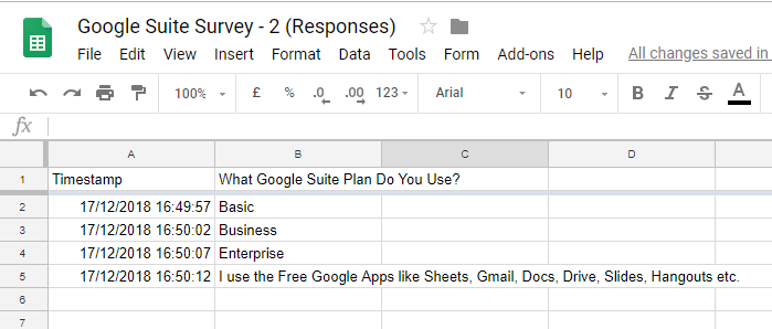 Google Sheet Form Results