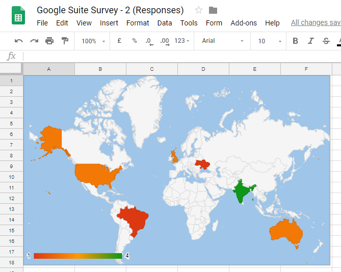 Google sheets Geo Chart Completed