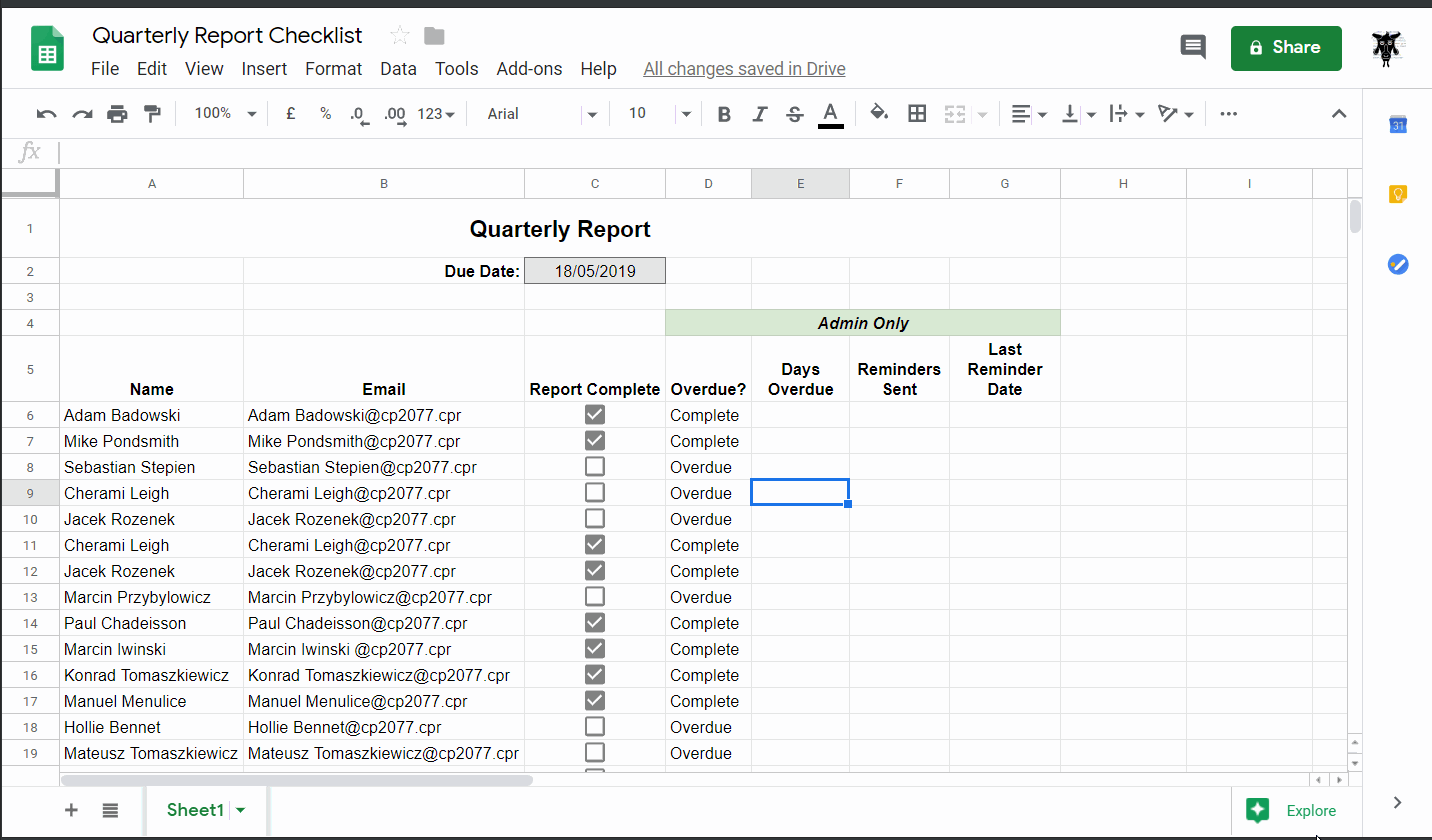 Conditional Format Overdue Google Sheets
