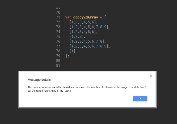 Google Apps Script: Filling out your column data to match the number of columns in a range