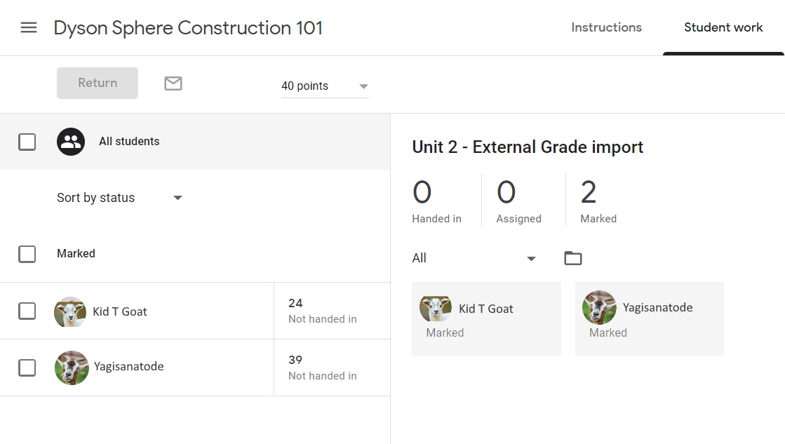 Google Classroom Uploaded Results of Assignment