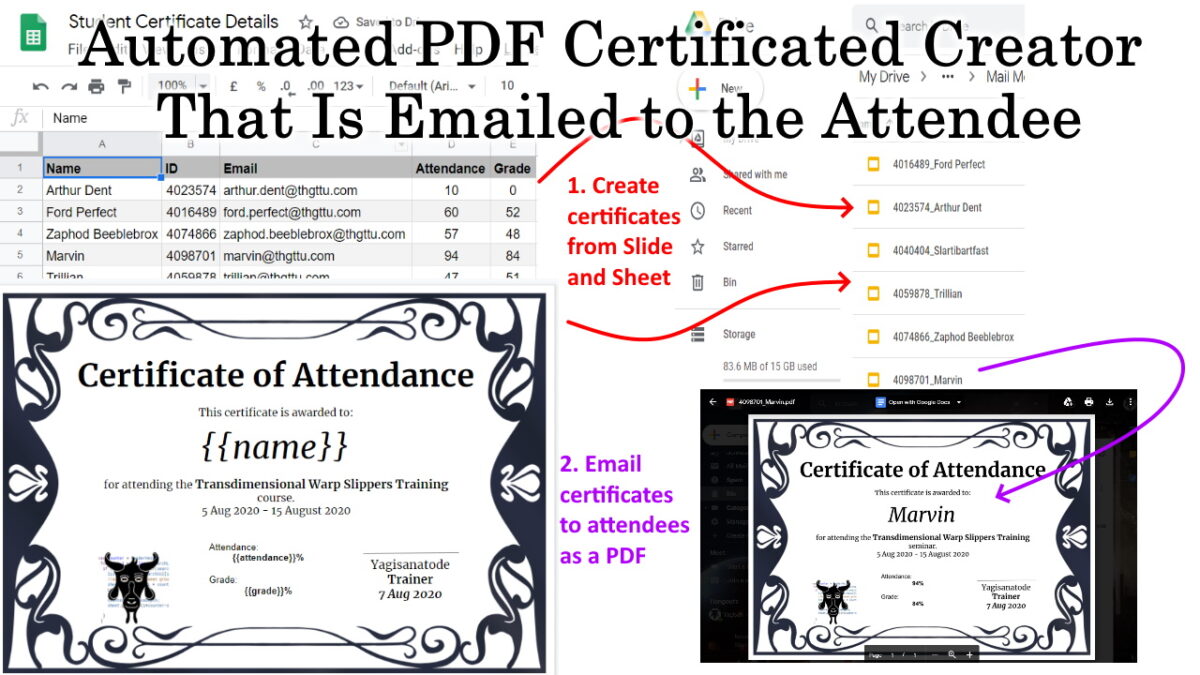 Google Apps Script: Automated PDF Certificated Creator That Is Emailed to the Attendee (Updated Feb 2022)