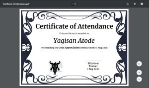 PDF of Certificate of Attendance Made in Google Sheets