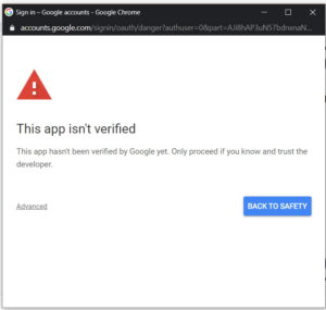 This app isn't verified Google Apps Script