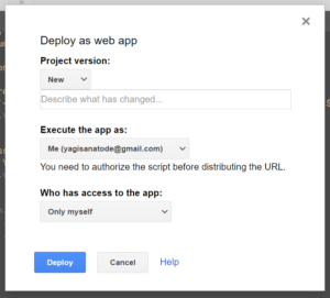 Deploy as webApp first time Google Apps Script