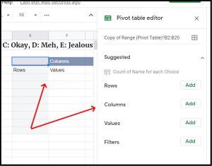 Pivot Table Editor for frequency by percentage in Google Sheets
