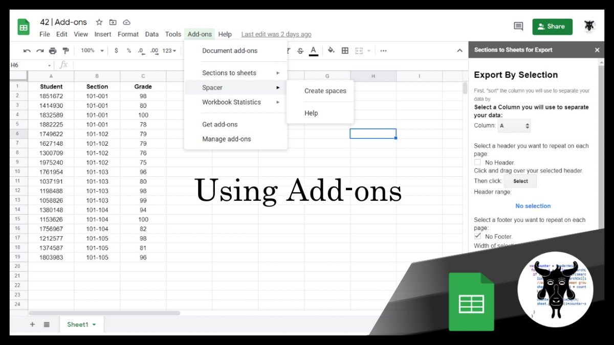 Google Sheets Beginners: Add-ons (42)