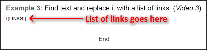 Find and replace text with list of hyperlinks DocApp Google Apps Script