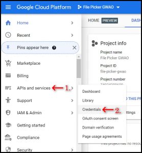 Apps Script Project Settings for GWAO Create API Key in Google Cloud Console 1