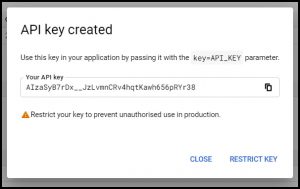 Apps Script Project Settings for GWAO Create API Key in Google Cloud Console 3