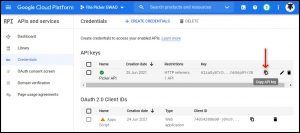 Apps Script Project Settings for GWAO Create API Key in Google Cloud Console 7