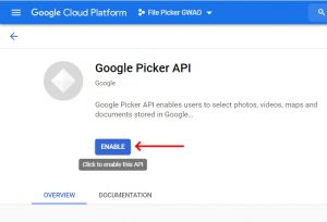 Apps Script Project Settings for GWAO GCP API Library Google Picker Enable