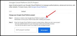 Google Workspace Add-on File Picker Change to GCP Stantard select here