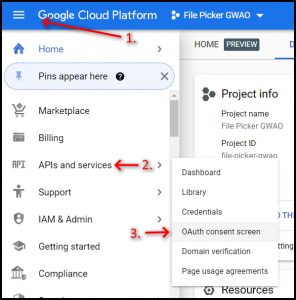 Google Workspace Add-on File Picker GCP nav to OAuth Consent Screen