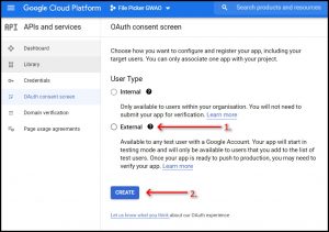 Google Workspace Add-on File Picker GCP nav to OAuth Consent Screen Choose User Type