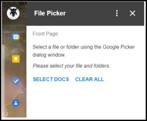 Google Workspace Add-on File Picker Homepage Card