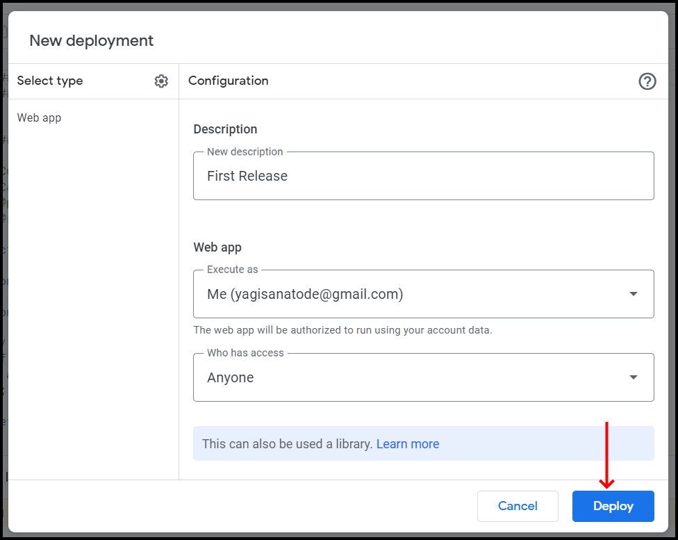 authorise scopes for Google Sheets teachable connector webapp new deployment screen