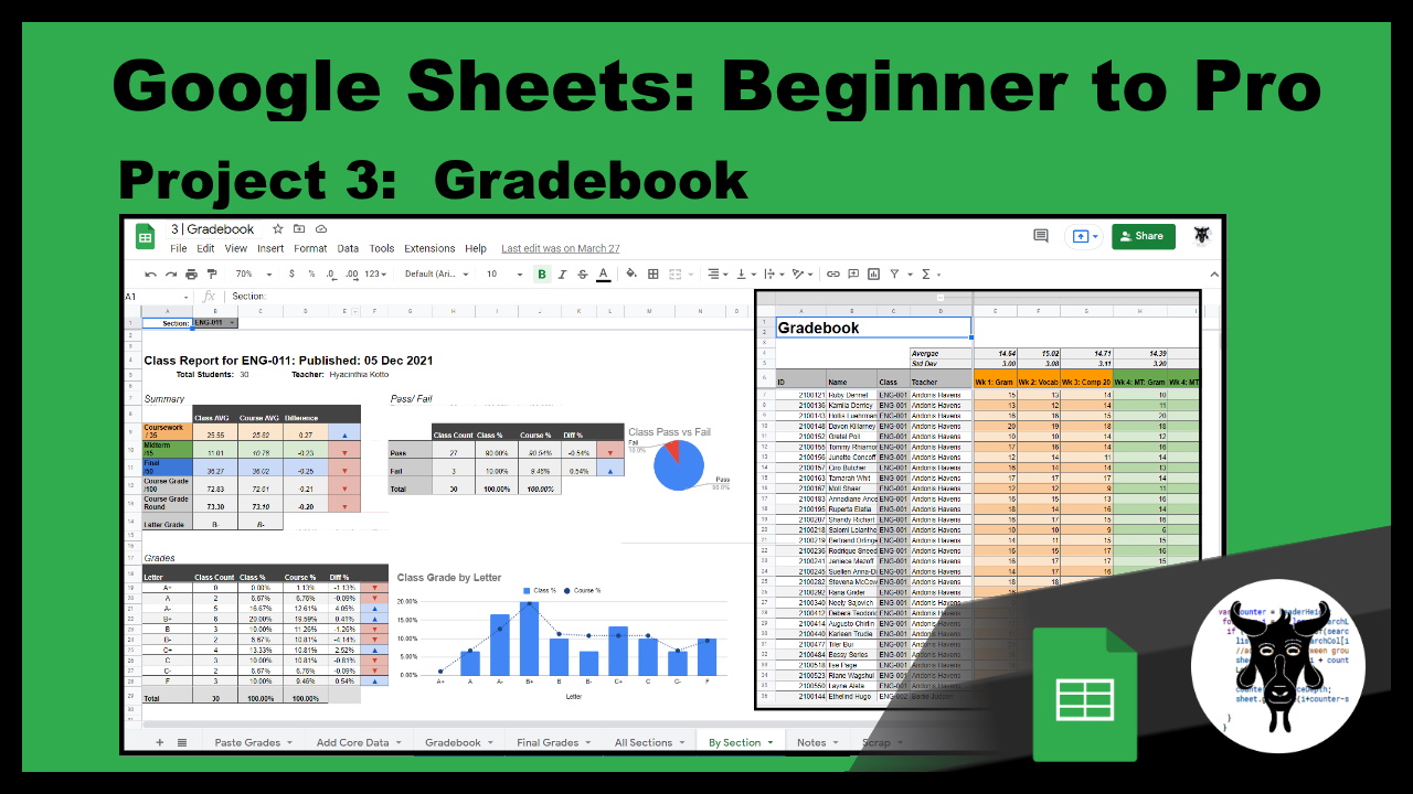 Google Sheets Beginner to Pro | Project 3: Gradebook
