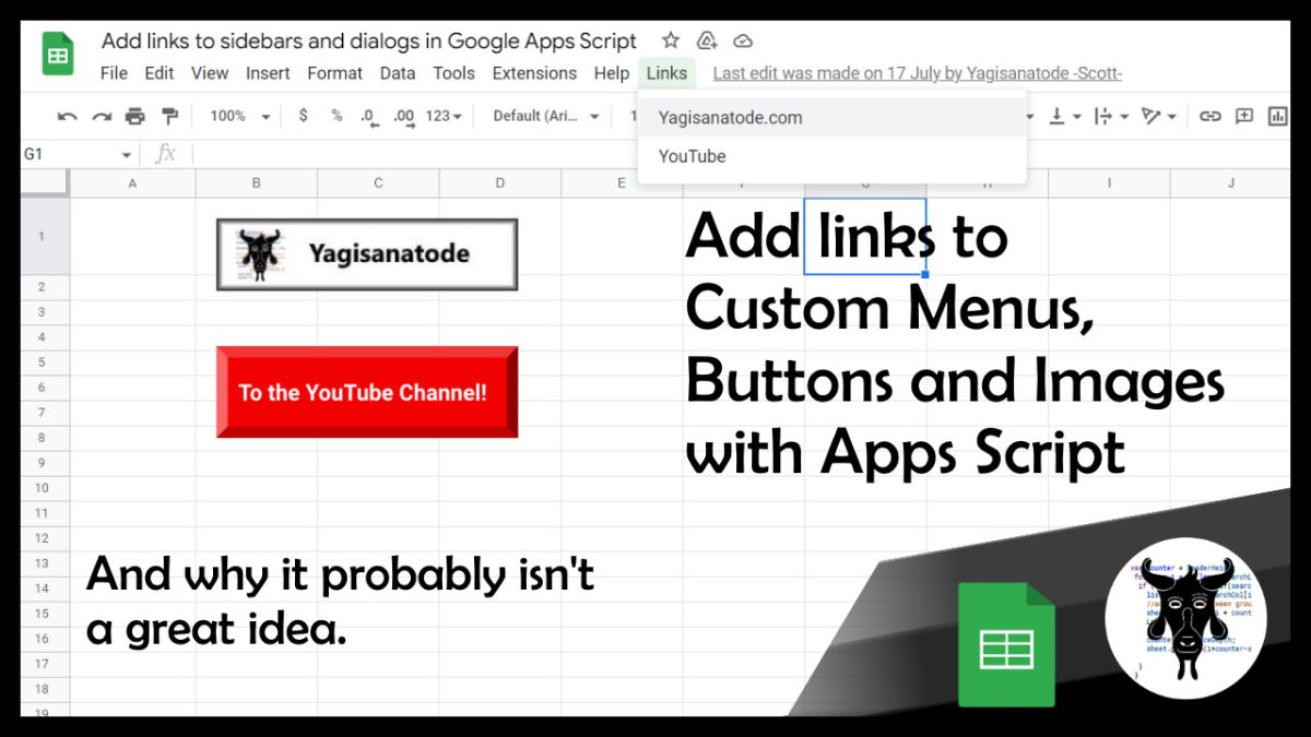 Creating Links from Custom Menus and Buttons in Google Sheets with Google Apps Script