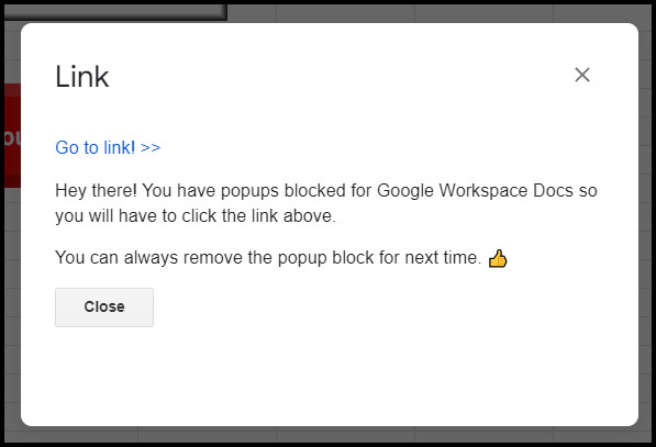 Backup dialog box if url did not automatically open google apps script