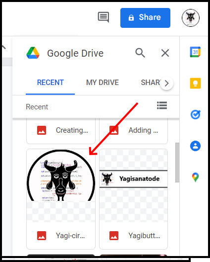 Insert an image into Google Drawings select from drive