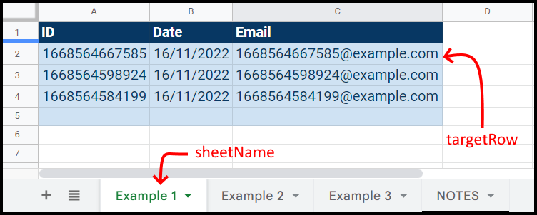 Simple example of adding a row below the header in Google Sheets With Apps Script