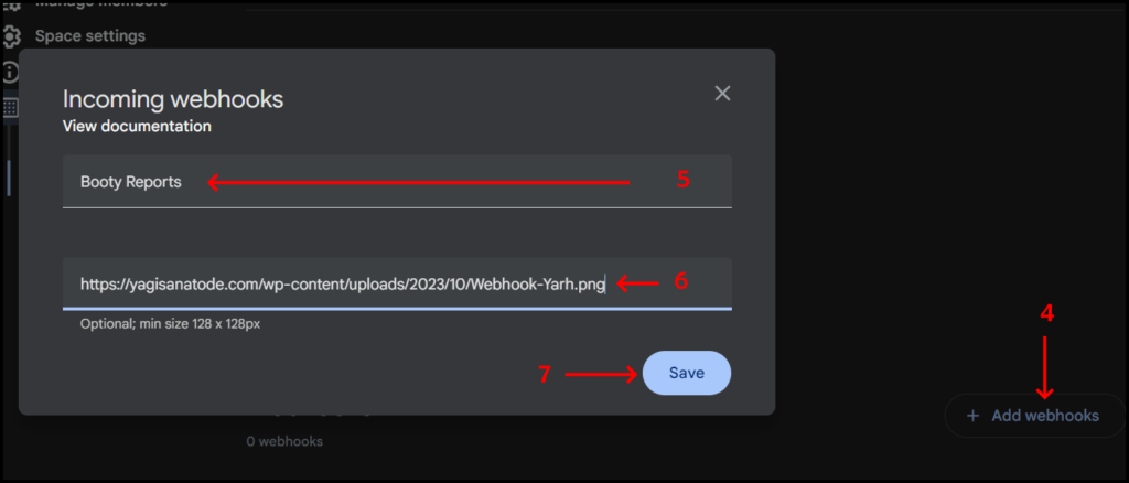 Create incoming webhooks for Google Sheect link creation screen